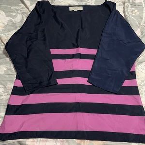 Loft blouse with blue and pink stripes